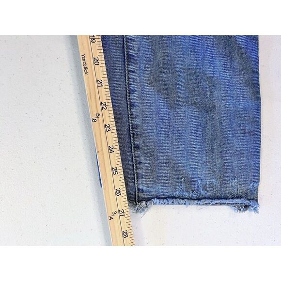 Flying Monkey Button Fly Distressed Straight Women's size 27 Blue Denim Jeans - Picture 9 of 9
